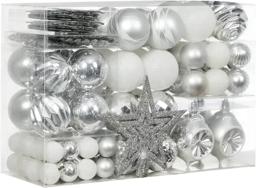 Vista 17 de XmasExp - Paquete de 99 adornos de bolas de Navidad surtidos Juego de bolas de Navidad inastillables con paquete de regalo de mano reutilizable