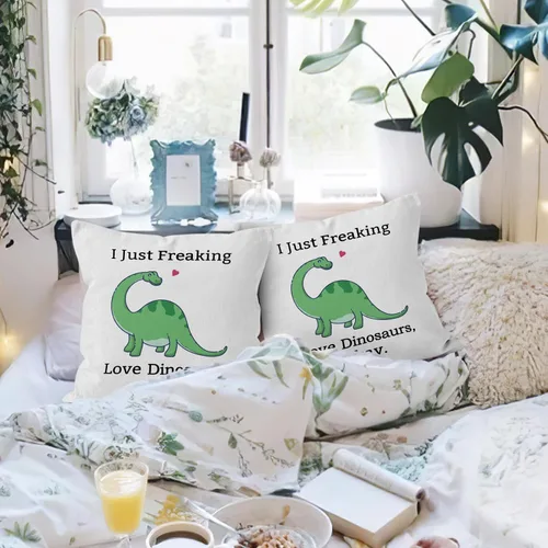 Vista 3 de HIWX Fundas de almohada de dinosaurio de 18 x 18 pulgadas de doble cara, regalos para amantes de los dinosaurios para niños, niñas, mujeres