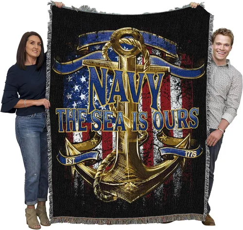 Vista 17 de Pure Country Weavers PCW - Manta fuerte de la Marina de los Estados Unidos, manta militar de regalo, tejida de algodón, fabricada en los Estados