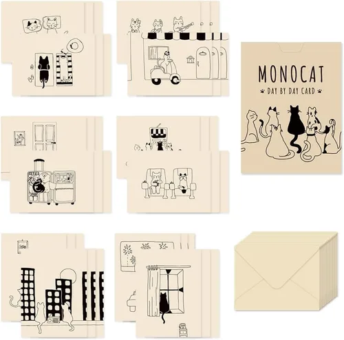 Vista 14 de Monolike Tarjeta Día a Día, 105 Luna - Mezcla de 48 mini tarjetas individuales, 24 sobres Paquete