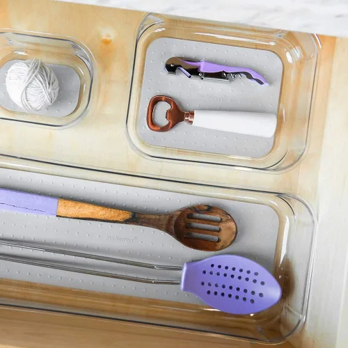 Vista 4 de madesmart Organizador de almacenamiento mediano transparente, forro de agarre suave de alta calidad, base antideslizante, para utensilios de cocina