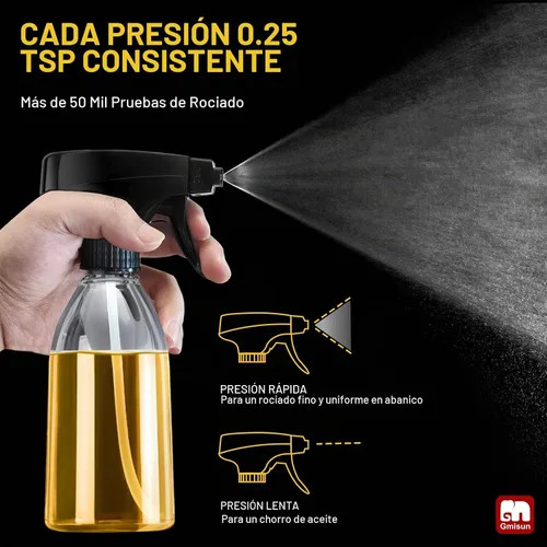 Vista 3 de gmisun Pulverizador de aceite para cocinar, paquete de 2 botellas de aceite de oliva, pulverizador de aceite de plástico de grado alimenticio de 10