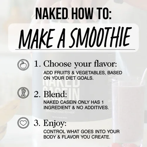 Vista 6 de NAKED Casein - 2 libras de proteína de caseína micelar de chocolate - a granel, sin OMG, sin gluten, sin soya, sin conservantes - estimula