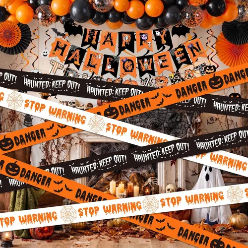 Vista 6 de SWRT Paquete de 3 cintas de precaución para decoración de Halloween, 3
