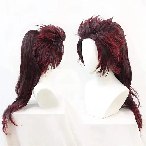 Vista 3 de BYOOTI 70cm Slayer Kimetsu No Yaiba Cosplay Wigs Kamado Tanjirou Wig Long Heat Resistant Synthetic Hair + Wig Cap