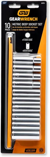 Vista 3 de GearWrench Juego de 10 piezas con guía de 1/2", 6 puntos, cubos profundos métricos - 80704