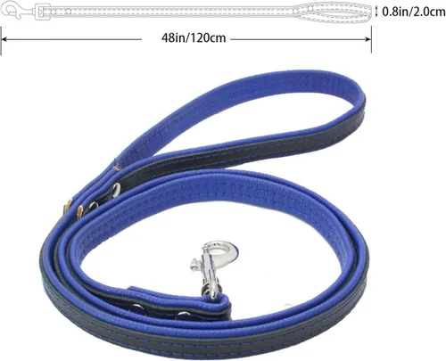 Vista 5 de Juego de collar y correa de cuero personalizado para cachorros con placa de nombre acolchada suave grabada, personalizable, resistente, grueso