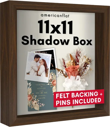Vista 17 de Americanflat Marco de caja de sombra de 5 x 7 con vidrio inastillable, colección Silhouette - Caja de sombra pequeña para exhibición de mesa y pared