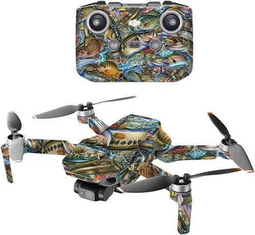 Vista 6 de MightySkins - Compatible con DJI Mini 2 Dron portátil - Negro abstracto Funda protectora de vinilo duradera y única Fácil de aplicar, quitar