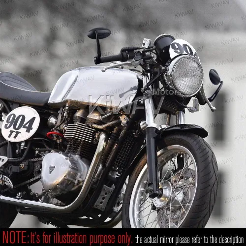 Vista 2 de KiWAV Espejos de extremo de barra de motocicleta ultra negro compatible con manillar roscado M6
