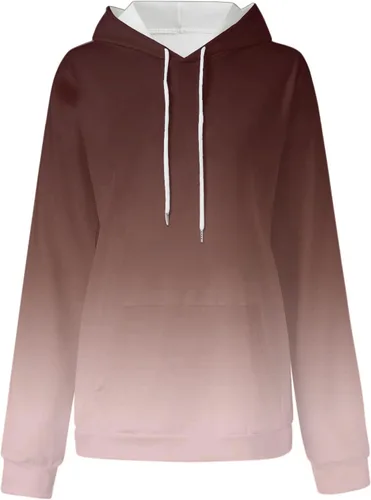 Vista 2 de SHAOBGE Sudaderas con capucha para mujer, talla grande, casual, manga larga, cordón holgado, con bolsillo