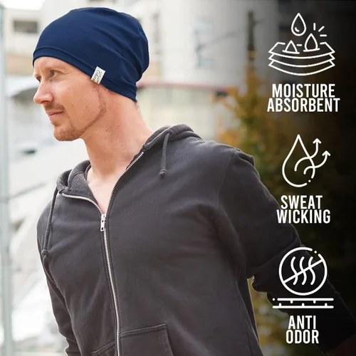 Vista 2 de CHARM Gorro deportivo para hombre gorros de gimnasio absorbe el sudor para casco de bicicleta talla única