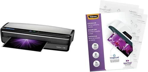 Vista 9 de Fellowes Jupiter 2 125 Laminador con 10 bolsas, 12.5 pulgadas (5734101), hojas de limpieza de laminador negro y gris y Fellowes 10, paquete de 10