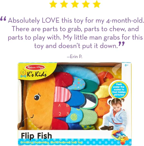 Vista 16 de Melissa & Doug Flip pescado suave juguete de bebé.