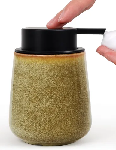 Vista 9 de INGOFIN Dispensador de Jabón de Cerámica Espumoso - Dispensador de Jabón de Mano de 12oz de Espuma para Baño, Dispensador de Platos Moderno