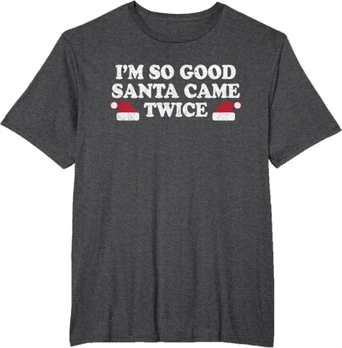 Vista 19 de Camiseta de Navidad con texto en inglés "I'm so good Santa came tware" Negro