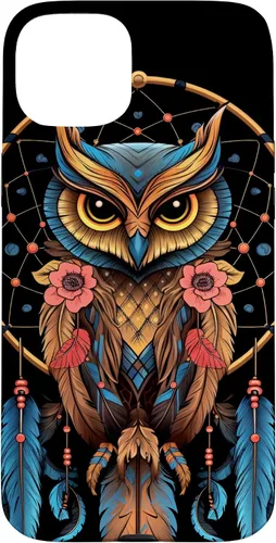 Vista 9 de Funda para iPhone 17 con diseño de plumas indias nativas americanas y búho