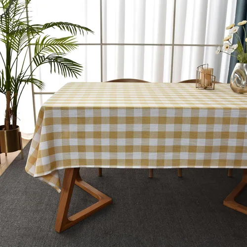 Vista 26 de Mantel de Algodón Resistente para Mesa Cuadrada Estilo Granja Vintage Mantel Lavable Cobertura de Mesa Rústica (Gris, 52''x52'')