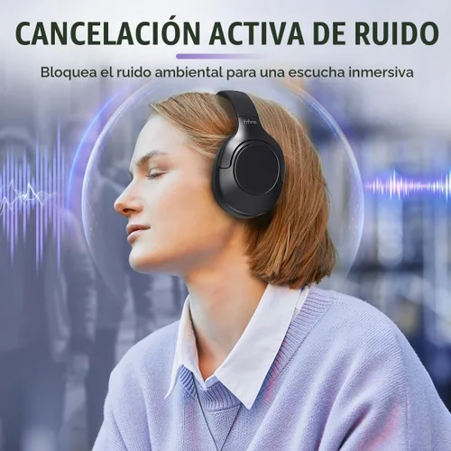 Vista 2 de FIFINE X3 Wireless Bluetooth Headphones with Mic for Music, Calls, Workouts Negro