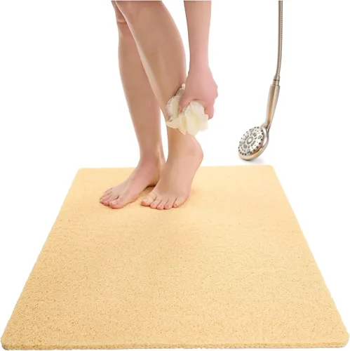 Vista 108 de Enkosi Alfombra de ducha antideslizante Loofah para suelos de ducha, bañera, baños, zonas húmedas, alfombrilla de baño acolchada con agujeros