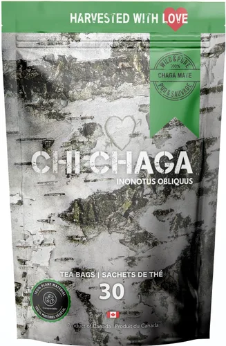 Vista 10 de Chaga 100% cosechada silvestre de primera calidad - 30 bolsas de té (Chaga Chai)