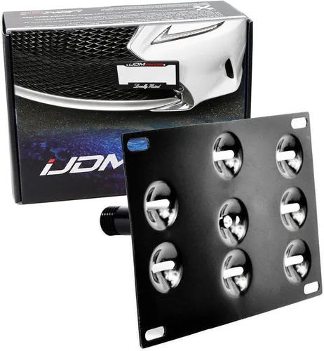 Vista 9 de iJDMTOY Kit de adaptador de soporte de montaje de placa para parachoques delantero sin perforación, con gancho de remolque, compatible con Lexus IS
