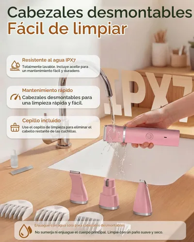Vista 6 de Veeconn Kit de aseo 4 en 1 para perros con recortadora de pelo de pata para Rosa