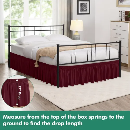 Vista 36 de Biscaynebay Faldas de cama envolventes con esquinas divididas para camas Twin/Twin XL de 15 pulgadas de caída, volantes de polvo elásticos Negro