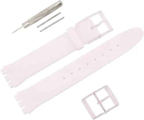 Vista 8 de Correa de reloj de goma ultrafina de 0.630 in para mujer, compatible con Swatch, correa de reloj de silicona de repuesto, impermeable, para mujer