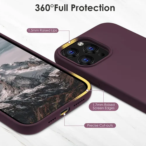 Vista 3 de CALOOP Funda delgada para iPhone 13 Pro Max, silicona líquida suave a la piel, marco duro resistente a prueba de golpes, con forro de microfibra