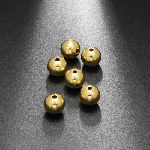 Vista 2 de 310 cuentas redondas rellenas de oro para la fabricación de joyas, 0.118 pulgadas, 0.157 pulgadas, 0.2