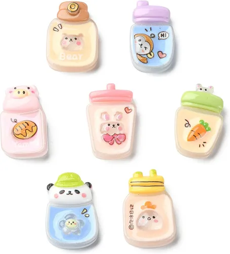Vista 7 de LiQunSweet 50 unidades de taza de agua con forma de taza de agua, vaca, zanahoria, conejo, mono, cerdo, panda, gato, pollito, oso, cuentas