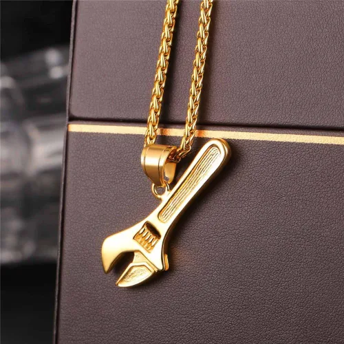 Vista 8 de U7 Punk Necklaces Stainless Steel 18K Gold Plated Large Hip Hop DaggerKnifeSwordSteampunk GearLarge Razor Blade Pendant Necklace for Men Women