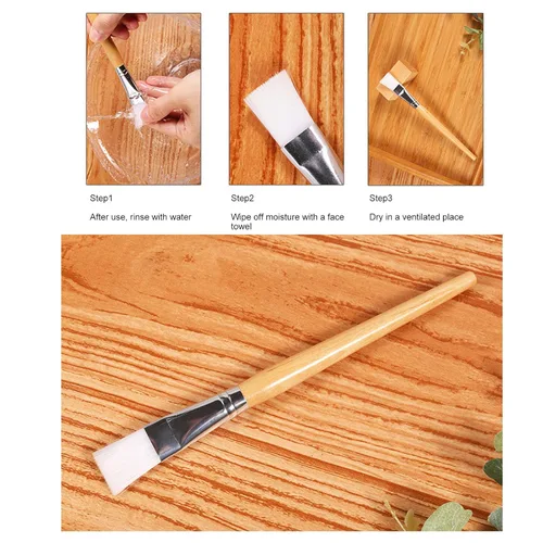 Vista 7 de 10 cepillos de máscara facial, aplicador de lodo de pelo suave, herramienta de cuidado de la piel DIY con mango de madera