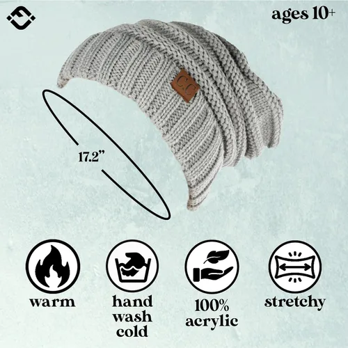 Vista 385 de Funky Junque Gorro de moda de punto trenzado de talla extragrande, grueso, abrigado, suave y holgado