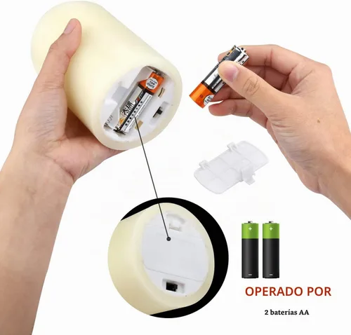 Vista 6 de Velas grandes de LED sin llama con temporizador remoto de 10 botones, de Ry