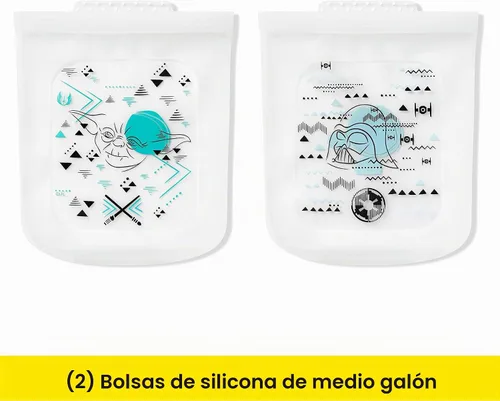 Vista 6 de Pyrex Juego de almacenamiento de silicona platino de 4 piezas, 2 bolsas de sándwich reutilizables, 2 bolsas reutilizables de medio galón,