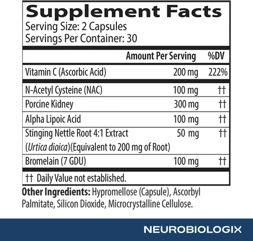 Vista 5 de Neurobiologix Suplemento de histamina intestinal, NAC y quercetina, 60