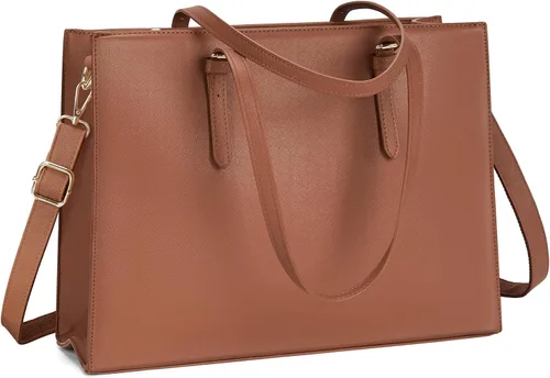 Vista 10 de Bolsa para laptop para mujer de 15.6 pulgadas, bolsa de piel, bolsa de trabajo