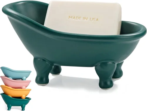Vista 8 de 1 pieza de 5.6 pulgadas de cerámica negra mini jabonera pequeña maceta organizador de maquillaje contenedor Hamster bañera (negro)