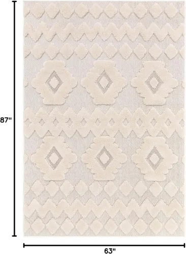 Vista 2 de Alfombra de área Bellagio Chiara Tribal marroquí de tejido plano irregular 5'3" x 7'3