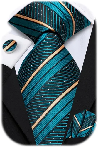 Vista 21 de Hi-Tie Corbatas de seda para hombre con estampado de cachemira, conjunto de corbata cuadrada, pañuelo de bolsillo y gemelos para negocios formales