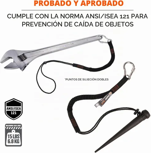 Vista 3 de Ergodyne Squids 3105 - Cordón para herramientas con mosquetón de bloqueo de tornillo de aluminio, capacidad de peso de la herramienta de 15 libras