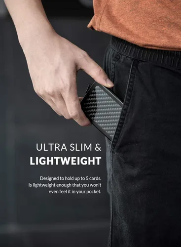 Vista 6 de VULKIT Billetera desplegable, delgada, minimalista, tarjetero para tarjetas de crédito, para hombres y mujeres, con bloqueo RFID, mini funda