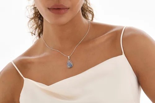 Vista 93 de Forget-Me-Not and Queen Anne's Lace Pressed Wildflower Necklace Birth Month Real Flower Necklace Gold/Silver Pressed Flower Jewelry
