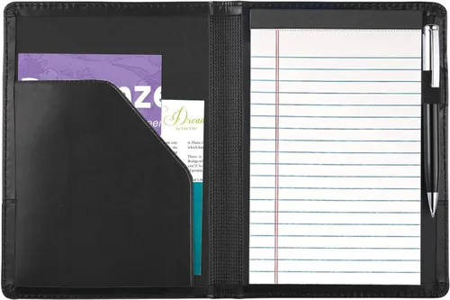 Vista 3 de Carpeta/Portafolio con Bloc, Mini Carpeta Portafolio con Bloc 5 x 8 Bloc de Escritura Tamaño Legal, Organizador de Documentos A5 para Hombres