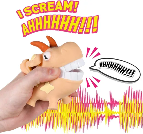 Vista 2 de Hog Wild Scream-O Screaming Goat Toy - Aprieta las mejillas de la cabra y hace un divertido sonido gritante, divertido relleno de calcetines