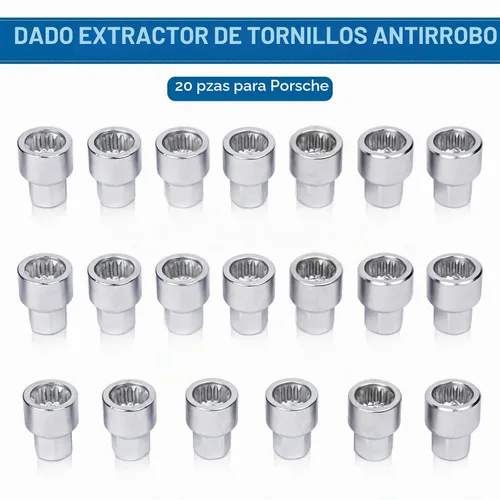 Vista 8 de BELEY Kit de llave de tuerca de bloqueo de rueda 20PCS para Porsche VW
