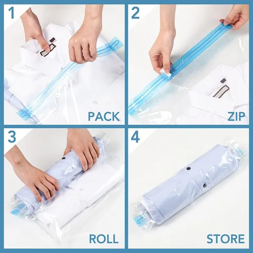 Vista 3 de Bolsas de compresión para viajes, bolsas ahorradoras de espacio para embalaje de viaje, accesorios de viaje (2L+6M+6S)