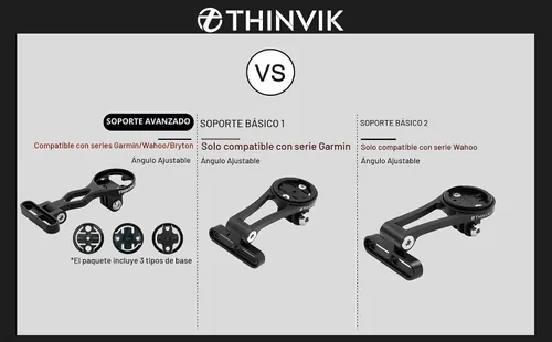 Vista 2 de Thinvik Montaje extendido exterior y soporte para computadora de bicicleta para Garmin Wahoo Bryton Series, montaje combinado de ángulo ajustable